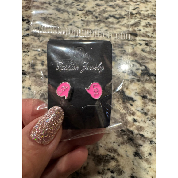 Unbranded Jewelry - Dainty Earrings “LOL” Bubble Pink & Silver - Brand New in Package